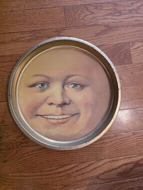 Victorian Trading Co "Man in the Moon" Metal Serving Tray 13 Inches Gold Tone
